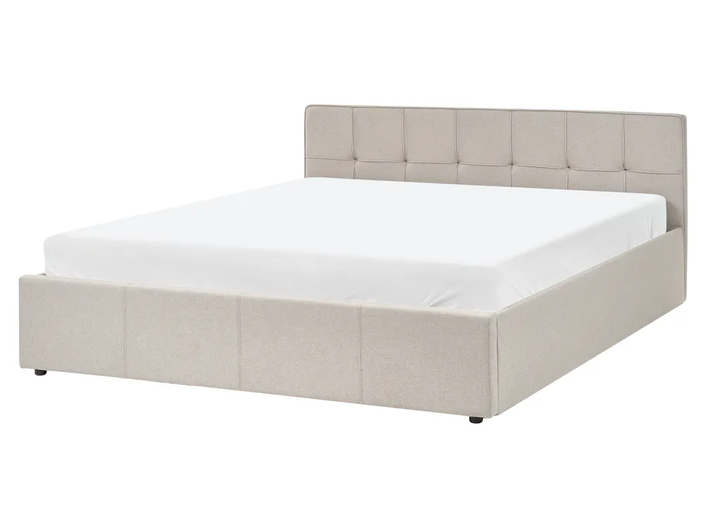 Bett mit Stauraum LAURESSES Stoff Taupe 160 x 200 cm_1153571