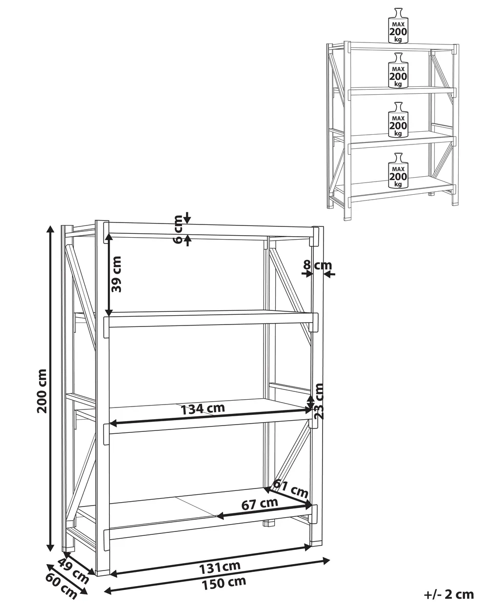 Regał magazynowy FIUGGI 150 cm 200 cm Metal Pomarańczowy_1011188