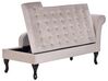 Chaise longue côté droit en velours beige clair avec rangement PESSAC_881976