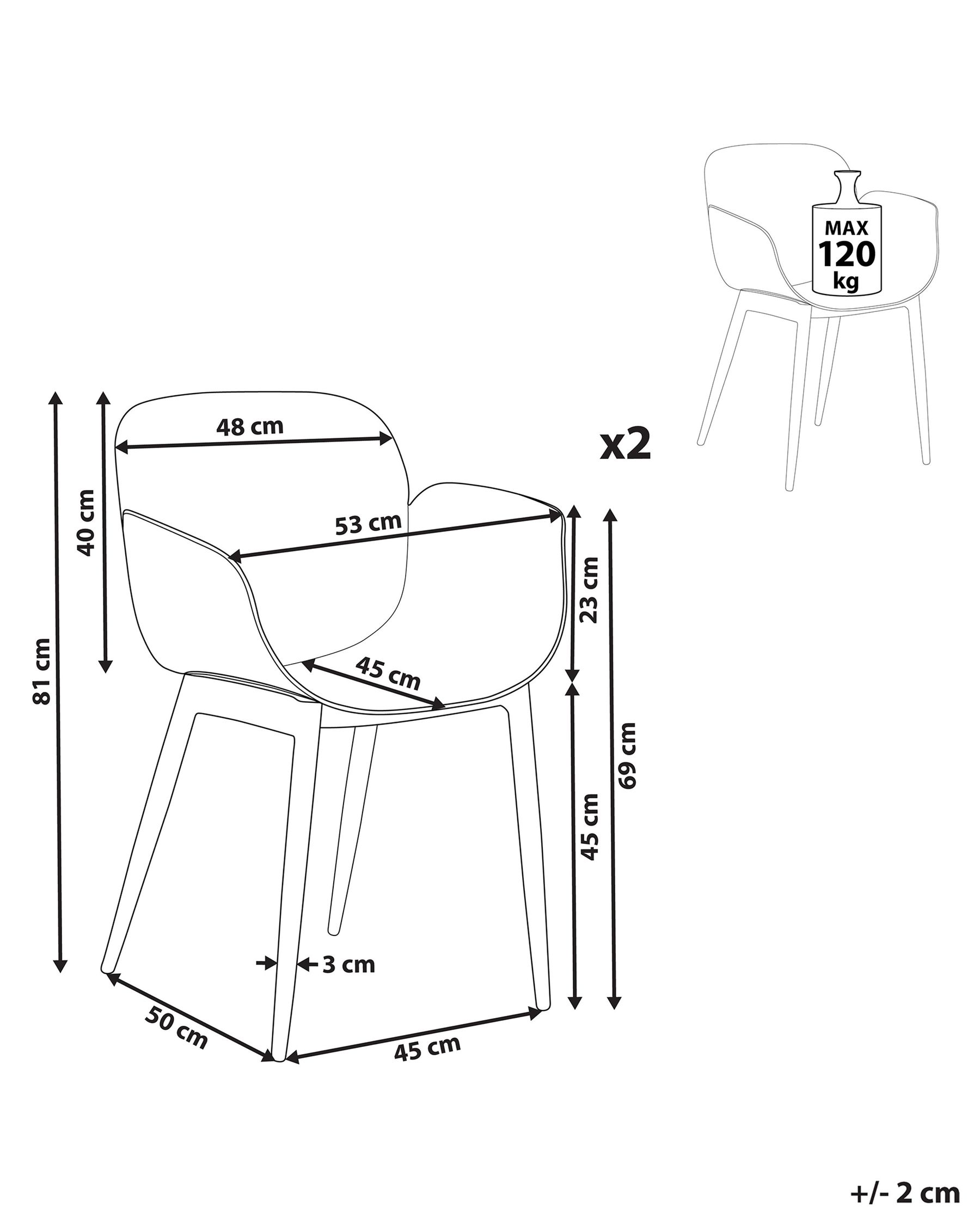 Set of 2 Dining Chairs ABILENE White_884595