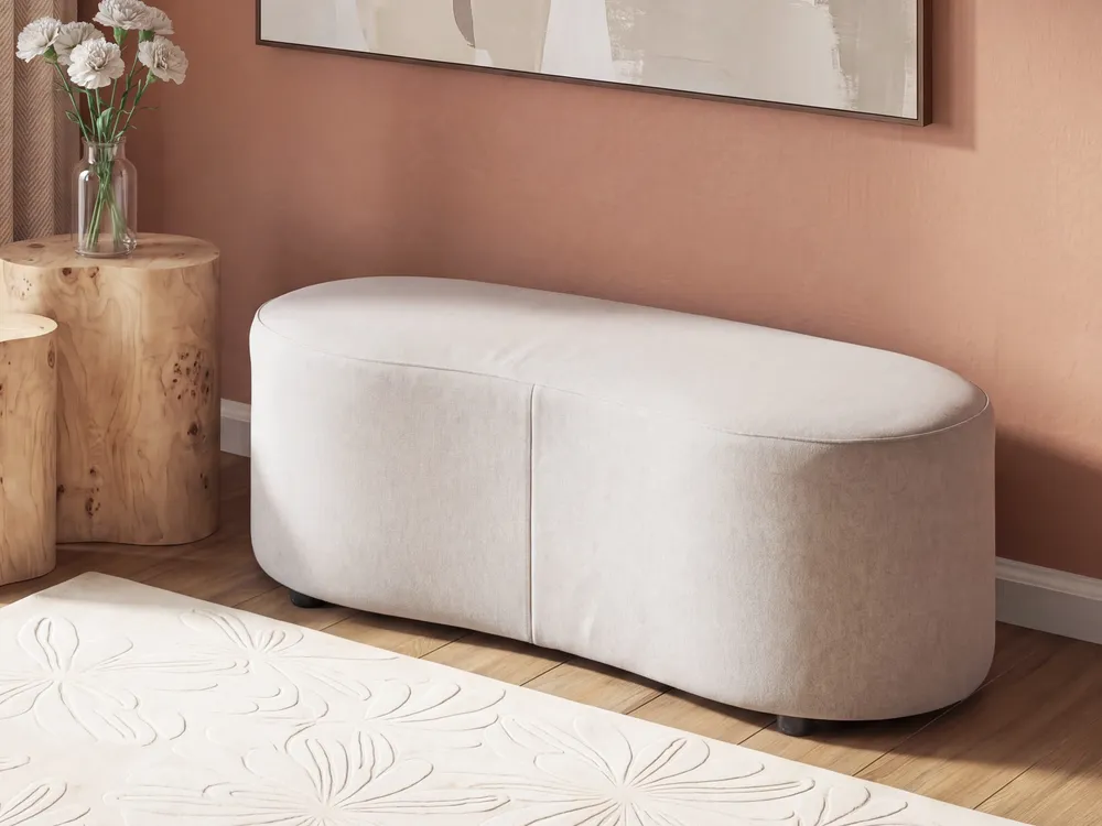 Sofa AMAL mit Ottomane Stoff Hellbeige_1149756