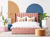 Łóżko welurowe z ławką 180 x 200 cm różowe NOYERS_820044