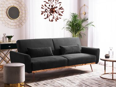 Velvet Sofa Bed Black EINA