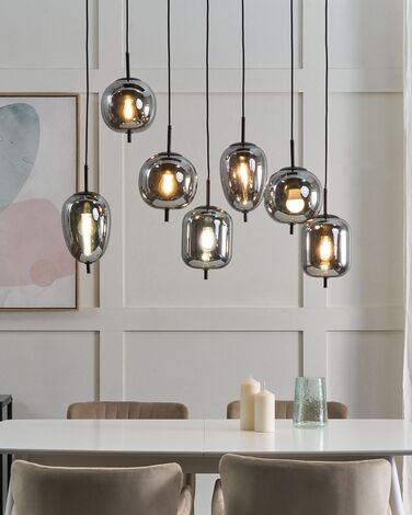 7 Light Glass Pendant Lamp Silver TARLO