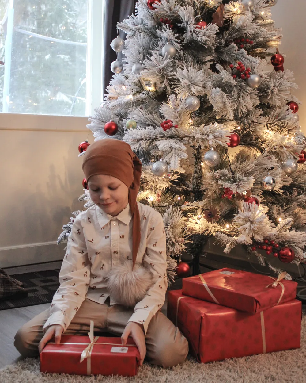 Árbol de Navidad nevado MASALA 180 cm Blanco