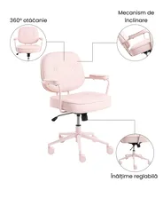 Scaun de birou PARAMUS Piele ecologică Roz pastel_1072417
