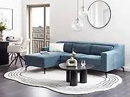 Canapé d'angle GLOSLI Tissu chenille Bleu Côté droit_1183877