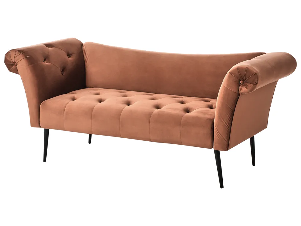 Chaise Longue NANTILLY Velvet Golden Brown_996665