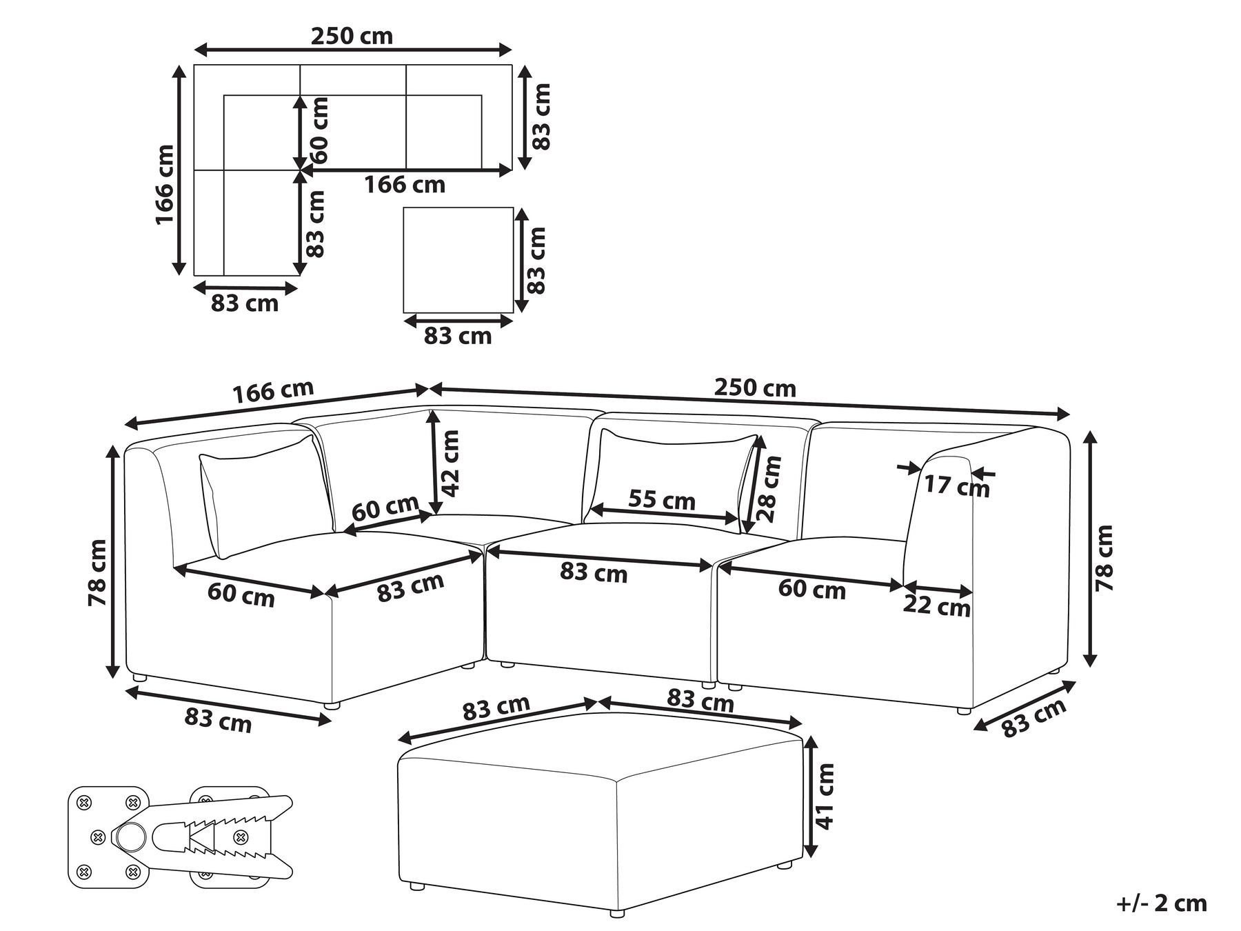 Right Hand 4 Seater Modular Jumbo Cord Corner Sofa with Ottoman Off White LEMVIG_875855