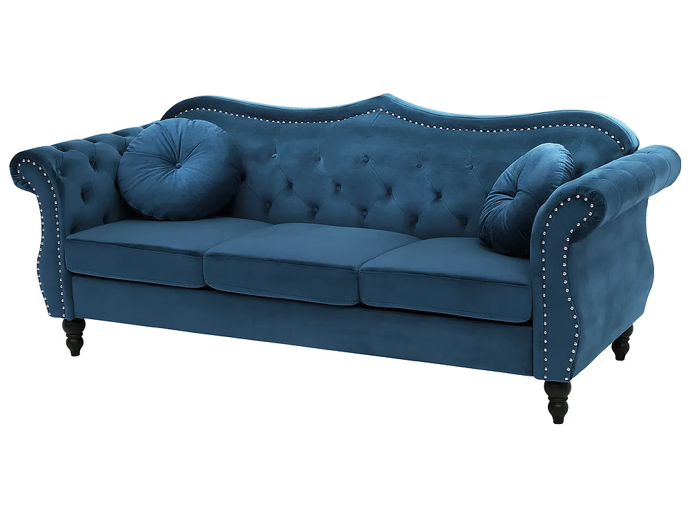 Sofa 3 Seater SKIEN Velvet Navy Blue_1161537