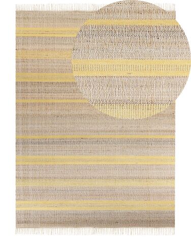 Teppich Jute beige / gelb 160 x 230 cm Streifenmuster Kurzflor zweiseitig TALPUR