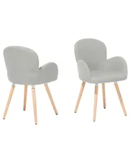 Set of 2 Dining Chairs BROOKVILLE Fabric Light Grey_731280