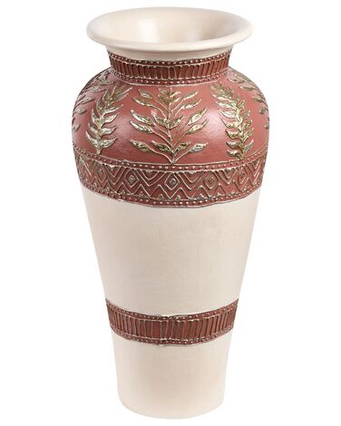 Terracotta Decorative Vase 60 cm White and Brown SEPUTIH