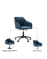 Desk Chair VENICE Velvet Navy Blue_1071550