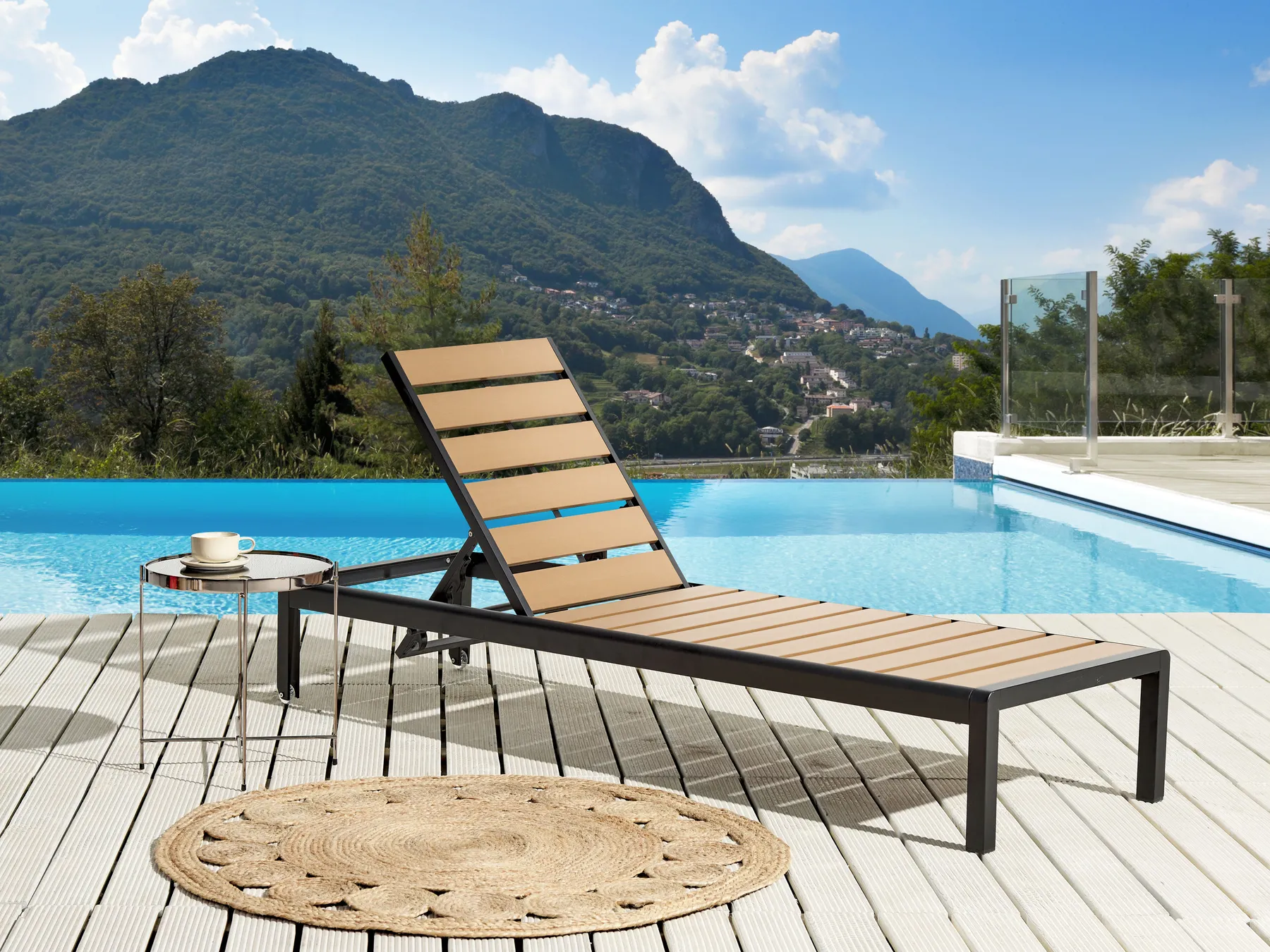 Sun Lounger NARDO Reclining Metal Brown/ Black_862935