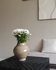 Wazon na kwiaty MAGAN 31 cm Ceramika Beżowoszary_967685