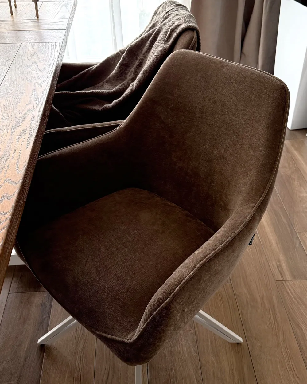 Lot de 2 chaises de salle à manger JODAR Tissu Marron_1161821
