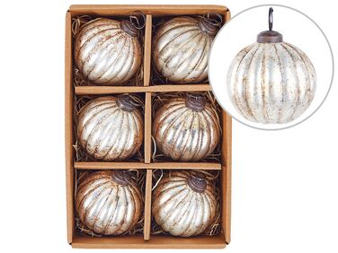 Kerstballen set van 6 glas zilver IVOIRE