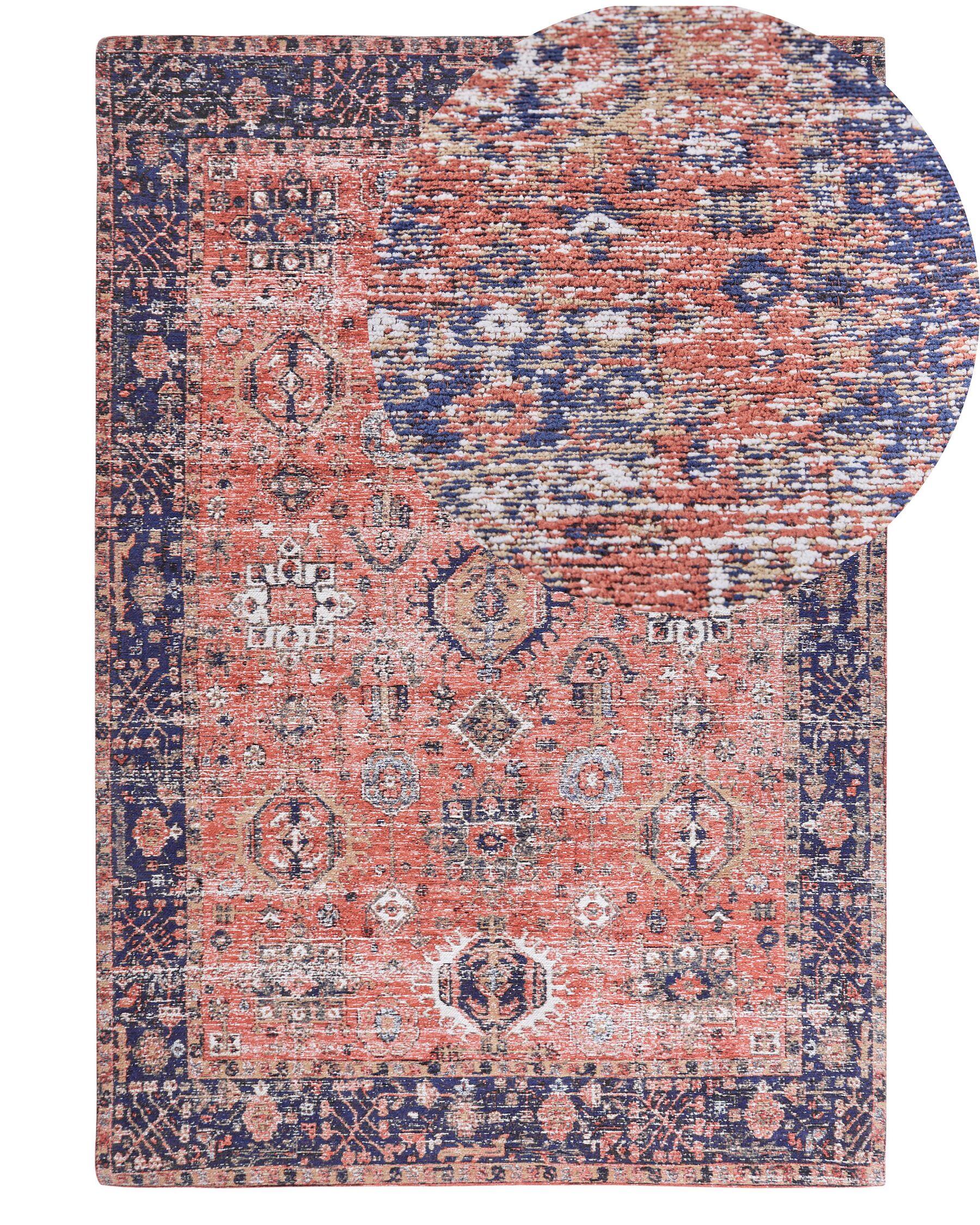 Cotton Area Rug 140 x 200 cm Red and Blue KURIN_862991