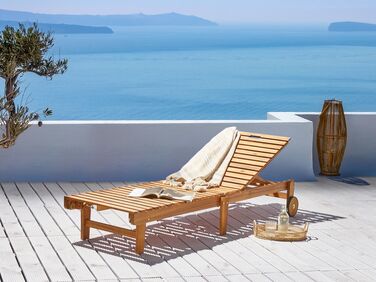 Wooden Reclining Sun Lounger Light  PIETRALUNGA