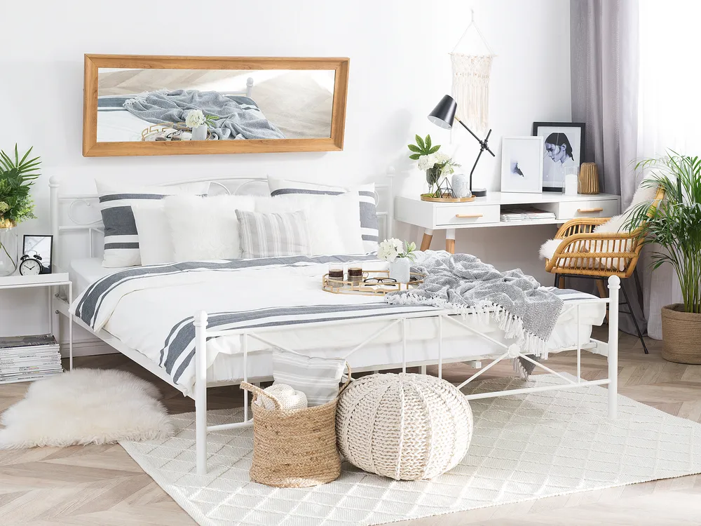 Kovová posteľ s rámom biela RODEZ rôzne veľkosti