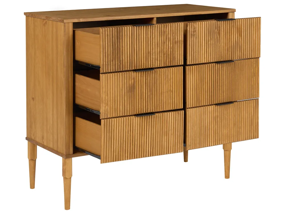 Bedroom Set Pine Wood FLAVIGNAC 160 x 200 cm (EU King Size) Light Brown_1118514