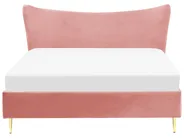 Cama Veludo CHALEIX 160 x 200 cm Rosa pêssego_844527