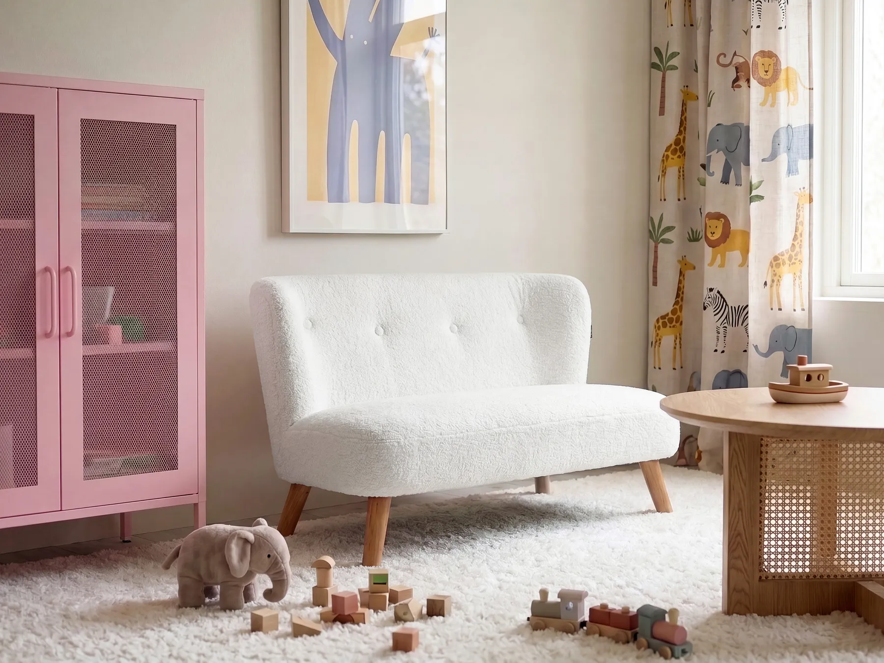 Kids Sofa LOTE Boucle White_1055538