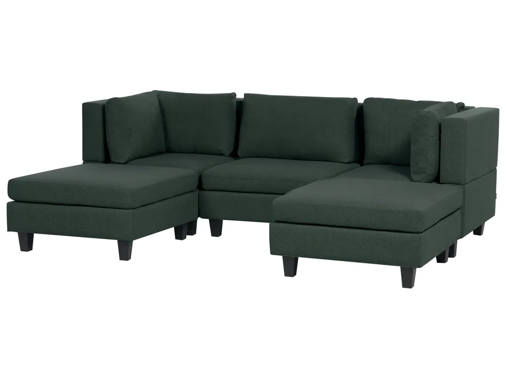 Divano modulare a U 5 posti UNSTAD Tessuto Verde scuro_893437