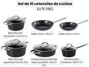 Ensemble de 10 pièces d'ustensiles de cuisine ELITE PRO Noir_992883