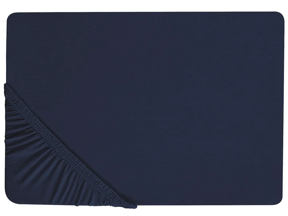 Fitted Sheet HOFUF Cotton 200 x 200 cm Navy Blue