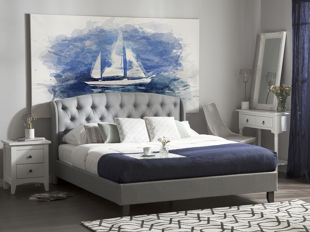 Letto Tessuto BORDEAUX 160 x 200 cm Grigio chiaro