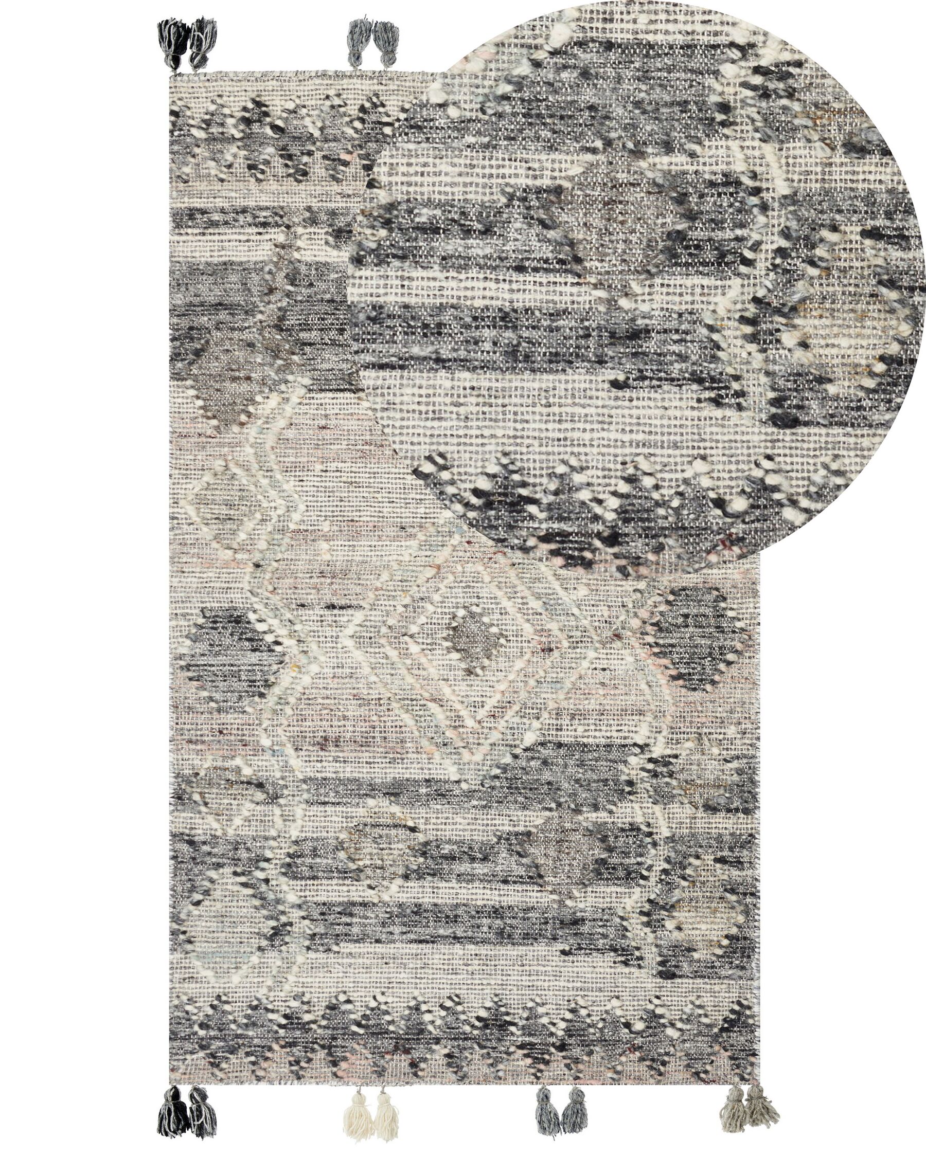 Wool Kilim Area Rug 80 x 150 cm Grey ARATASHEN_859986