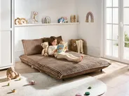 Sofa Bed 2 Seater ABISKO Corduroy Light Brown_1031093