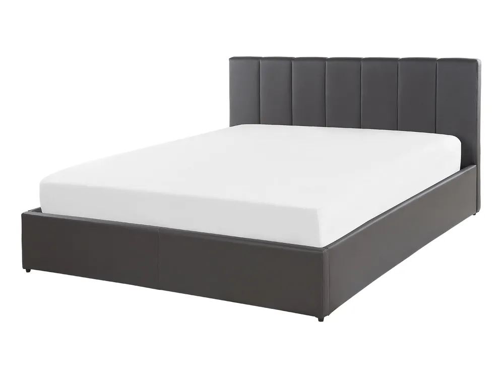 Ottoman Bed DREUX Faux Leather Dark Grey 140 x 200 cm (EU Double)_793181