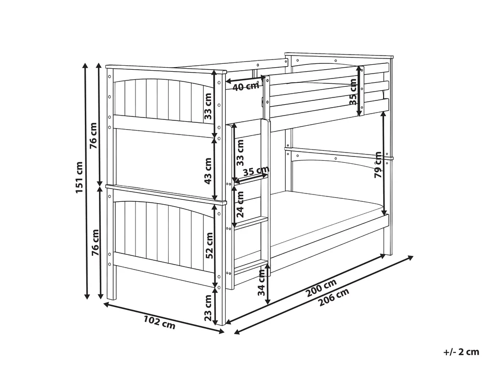 Bunk Bed Pine Wood ALBON 90 x 200 cm (EU Single) White_809986