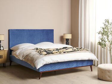 Velvet EU King Size Bed Blue BAYONNE