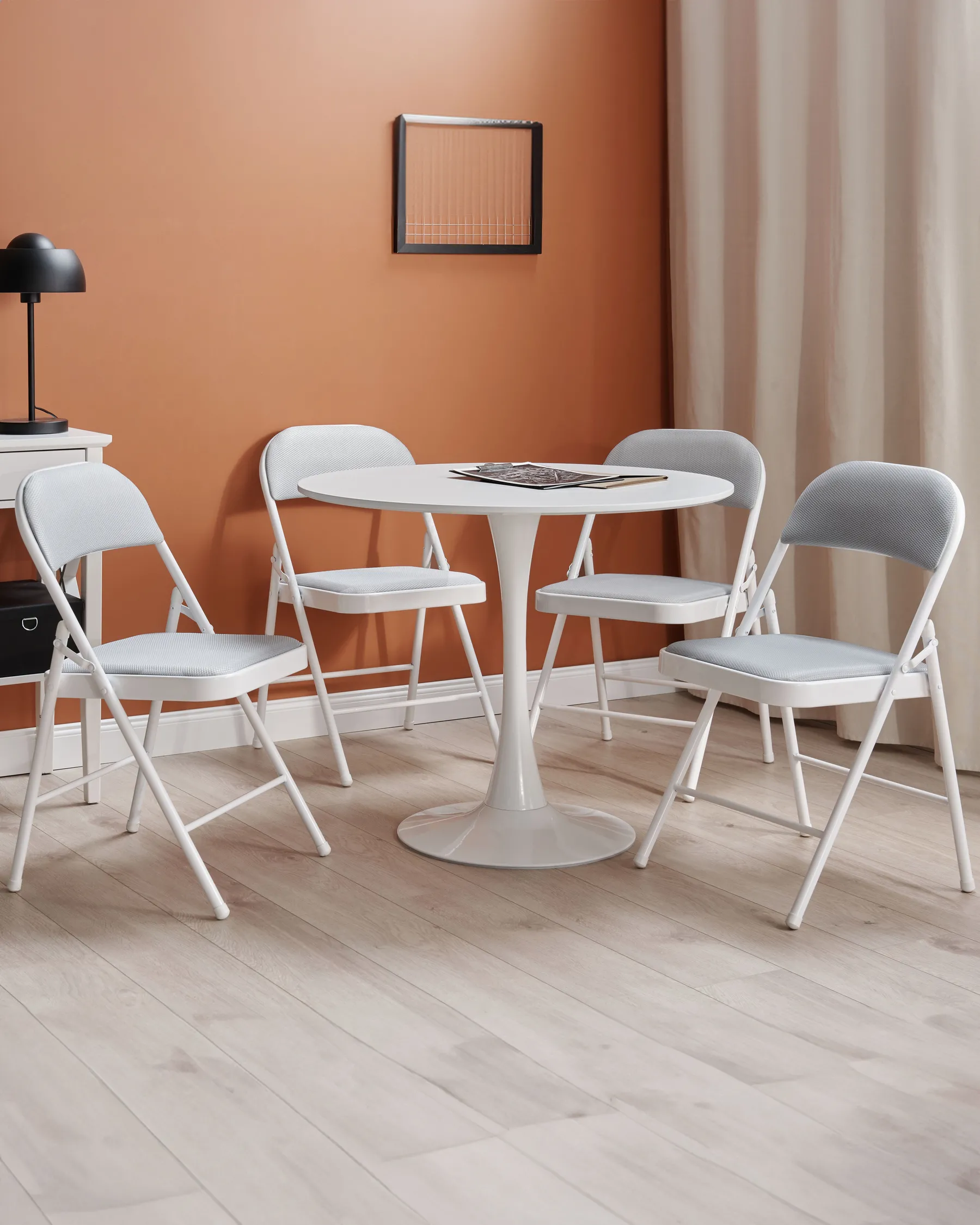 Set di 4 sedie pieghevoli SPARKS Metallo Grigio chiaro/Bianco_863757
