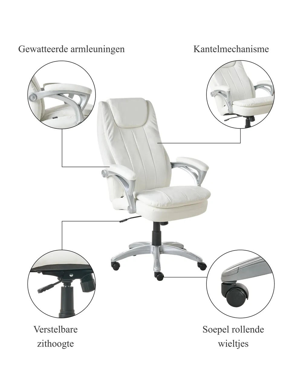 Directeursstoel CHIEF Kunstleer Gebroken wit_995312