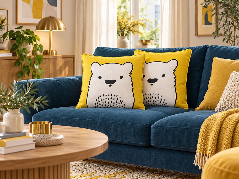 Set of 2 Decorative Cushions WARANASI 45 x 45 cm Cotton Yellow