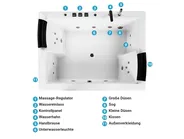 Whirlwanne Eckmodell mit LED SALAMANCA 183 x 142 cm Weiß_782684
