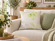 Throw Cushion PEPEROMIA 45 x 45 cm Cotton White Plant Pattern_1178081