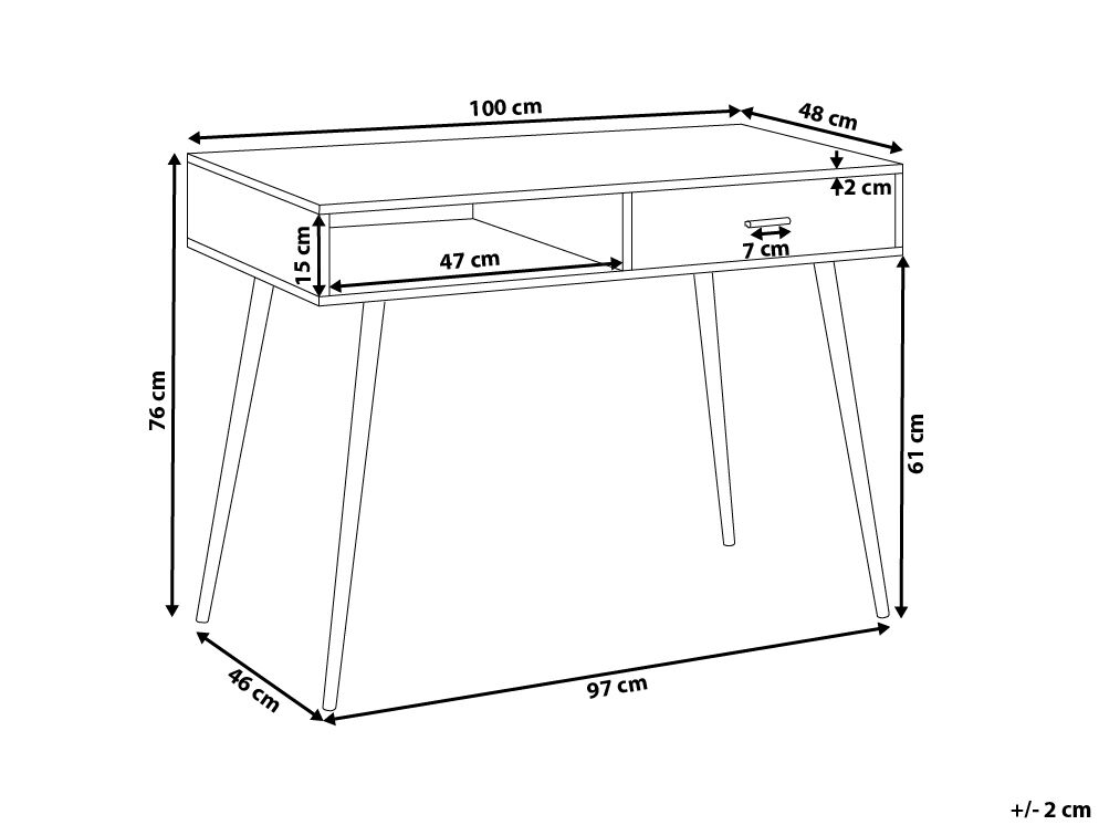 Biurko DEORA 100 cm 48 cm z szufladami Jasnobrązowy_711481