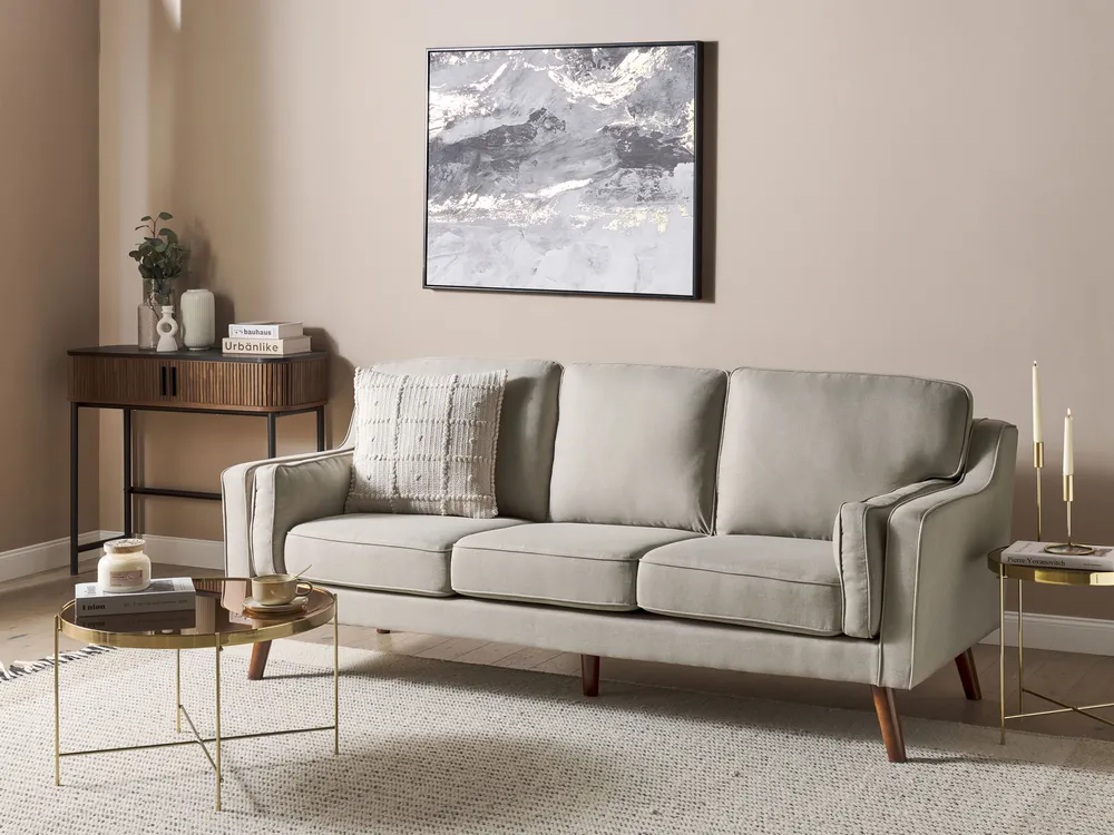 Sofa 3 Seater LOKKA Fabric Beige