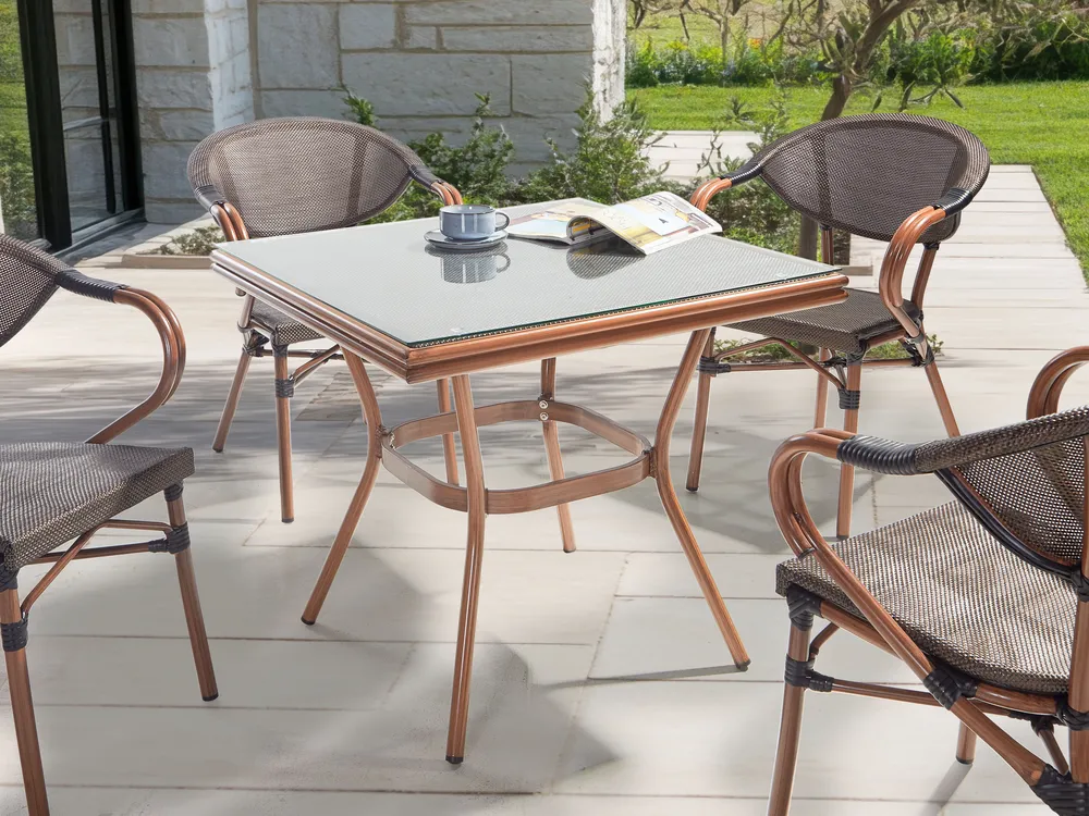 Garden Dining Table CASPRI II 80 cm 80 cm Glass Grey