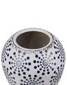 Stoneware Flower Vase 19 cm White with Navy Blue MILETOS_810753