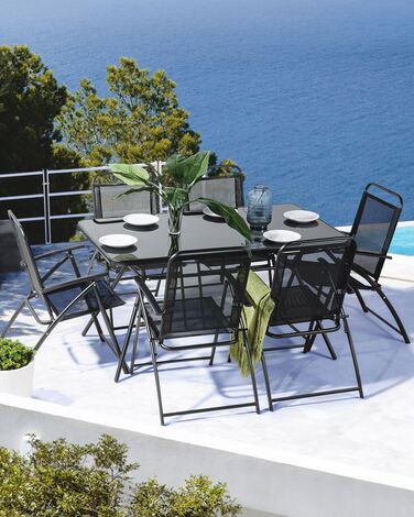 Set of 6 Garden Folding Chairs Black LIVO