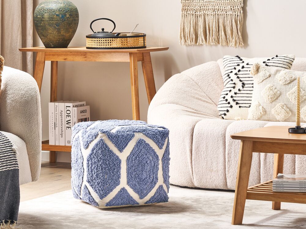 Pouf ROJHAN Coton Bleu