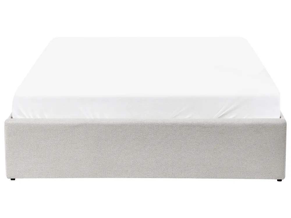 Bett mit Stauraum ohne Kopfteil DINAN Stoff Cremeweiß 120 x 200 cm_1187488