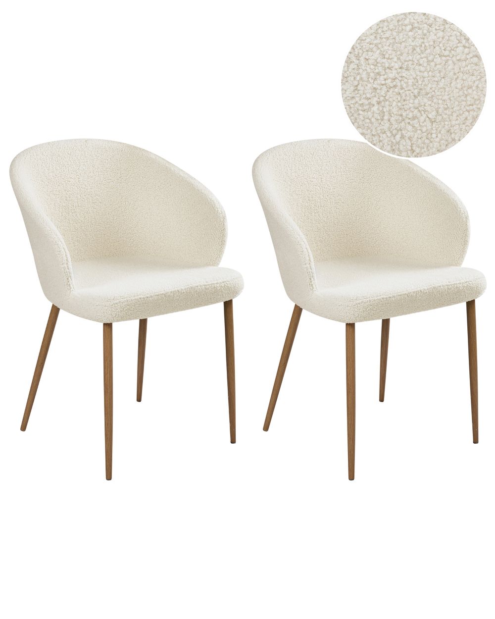 Set di 2 sedie da pranzo MASON Bouclé Bianco sporco/Marrone chiaro